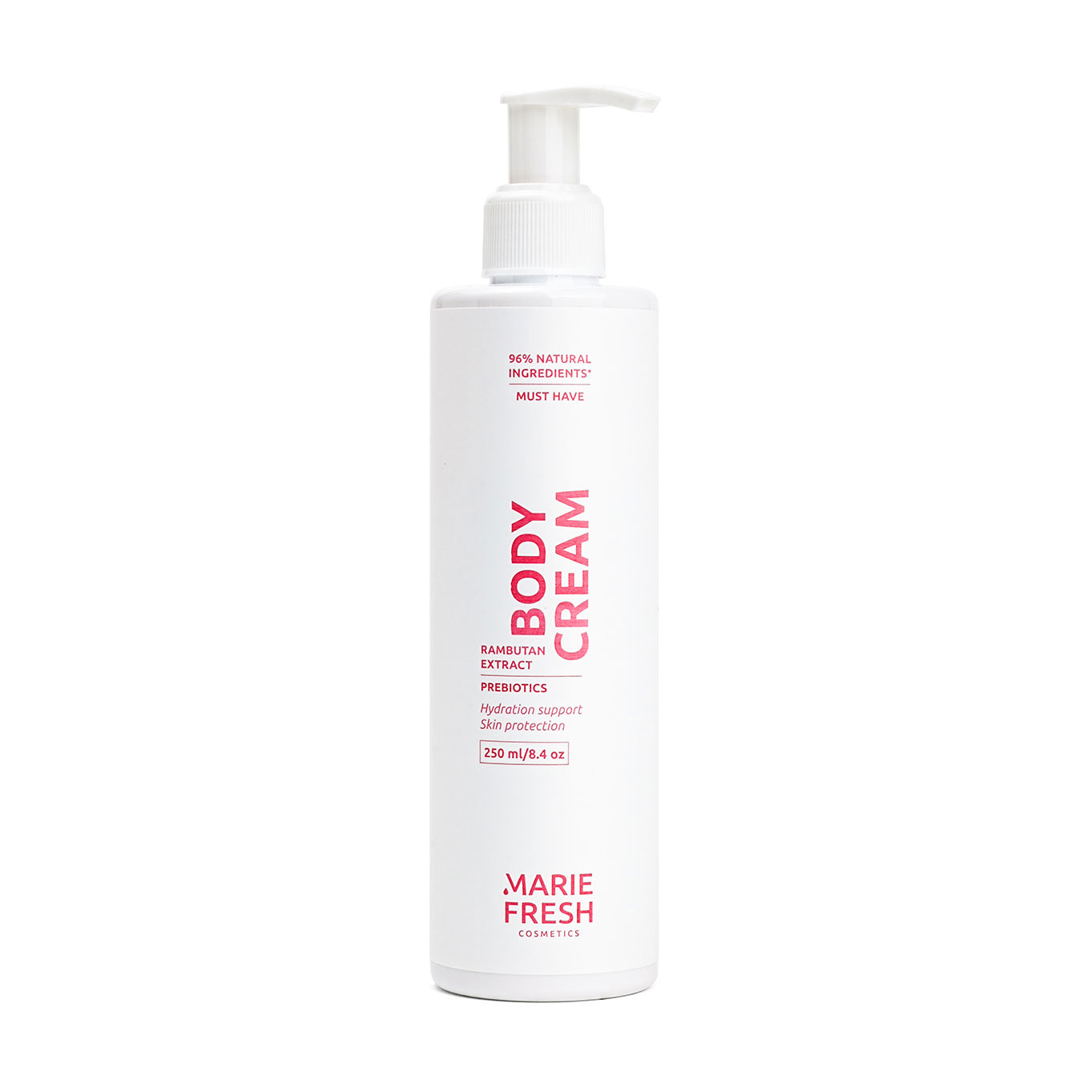 Зволожувальний крем для тіла Marie Fresh Cosmetics Must Have Body Cream з комплексом пребіотиків та екстрактом рамбутану, 250 мл